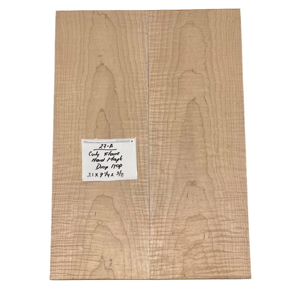 Curly Flame Hard Maple Drop Top 21  x 7-1 4  x 3 8  #27-A For Cheap