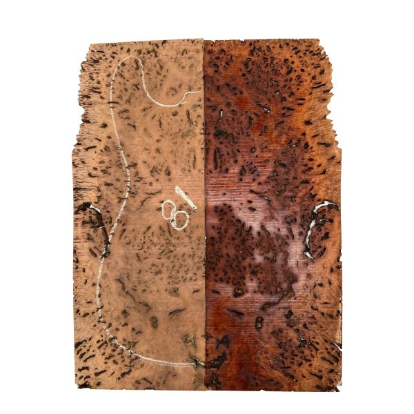 Australian Red Gum Burl Acoustic  Electric Guitar Wood Drop Top Set | 21  x 14  x 3 8   #81 For Discount
